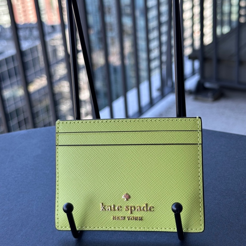 Kate Spade Light Green Saffiano leather Card wallet NWT